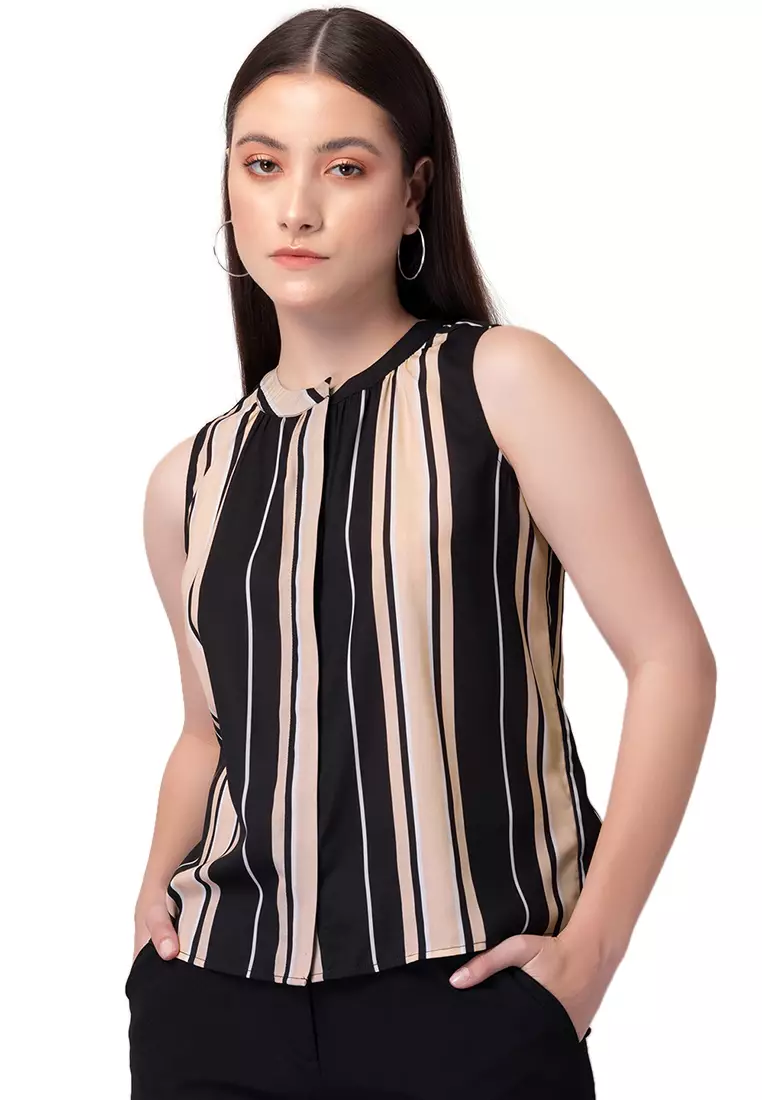 FabAlley Black Striped Sleeveless Top 2026 | Buy FabAlley Online