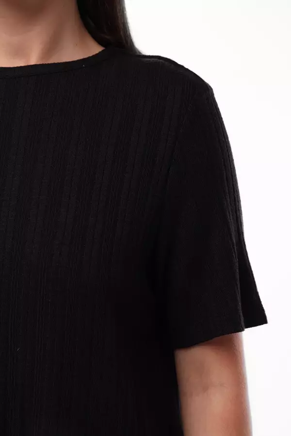 Minimal Jalla Rib Crop Top - Black