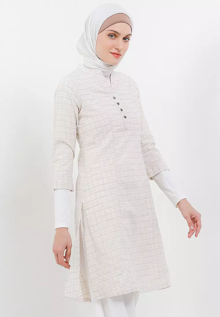 Jual AZZAR Samire Tunic In Cream And Beige Original 2026 | ZALORA ...