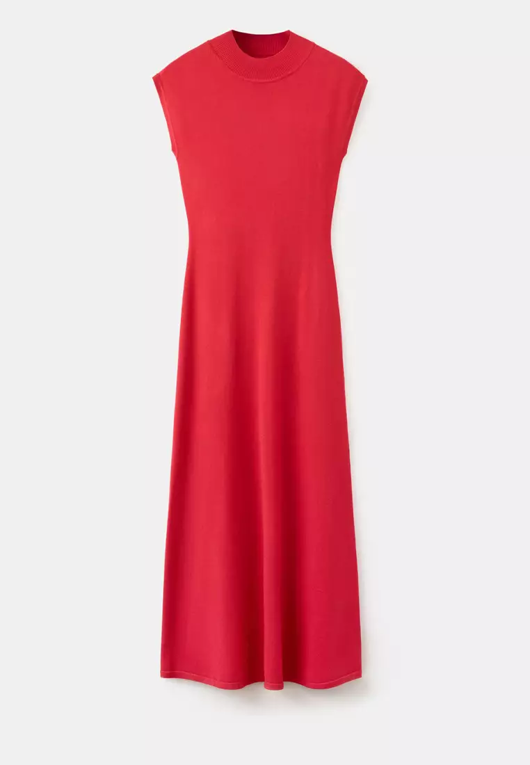 Perkins-Neck Knitted Dress