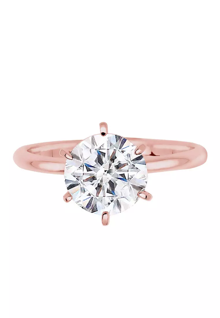 Perhiasan Wanita Perak Asli - Silver Cincin Crystal Rosegold Plated