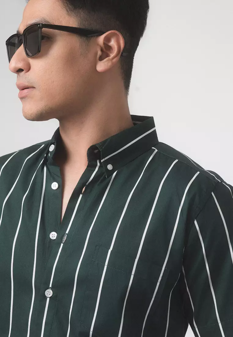 Vicente Stripe Dark Green SS