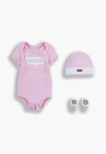 Levi's pink Levi's Girl Infant's Batwing Logo Bodysuit, Beanie & Bootie Set (6 - 12 Months) - Fairy Tale 616C5KAA1CC18BGS_1