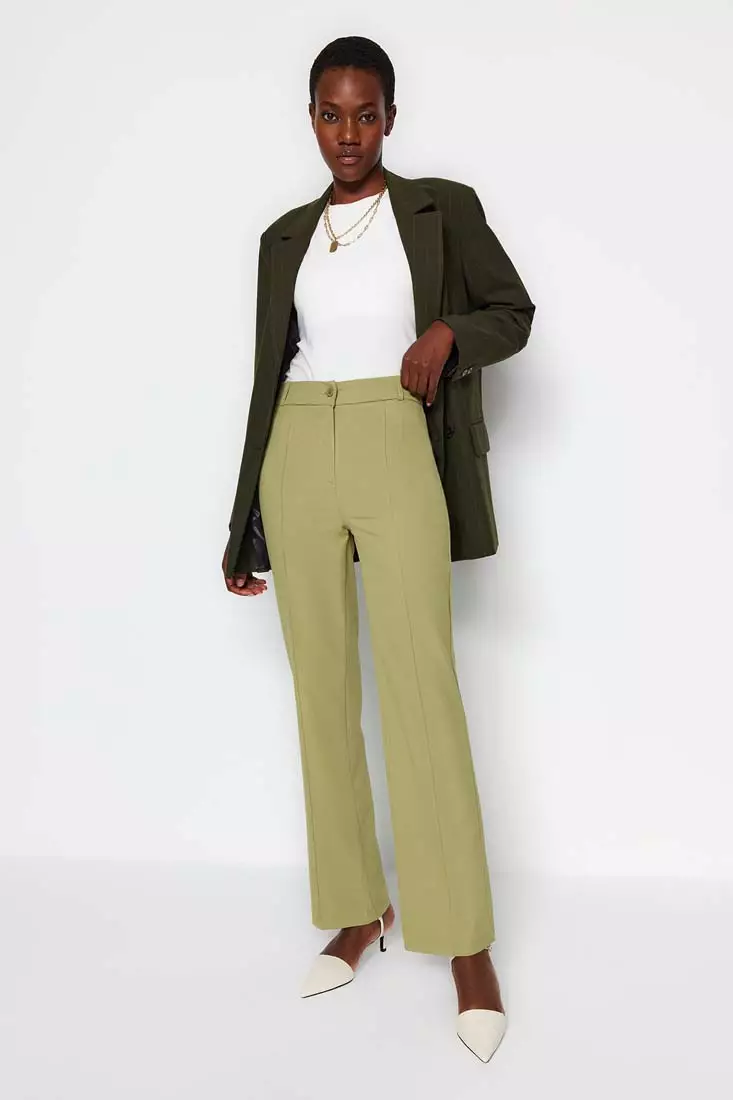 High Waist Straight Cut Trousers