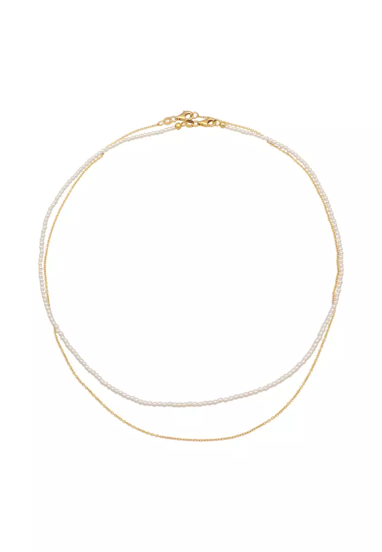Necklace Set Shell Pearls Basic Chain Gold Plated