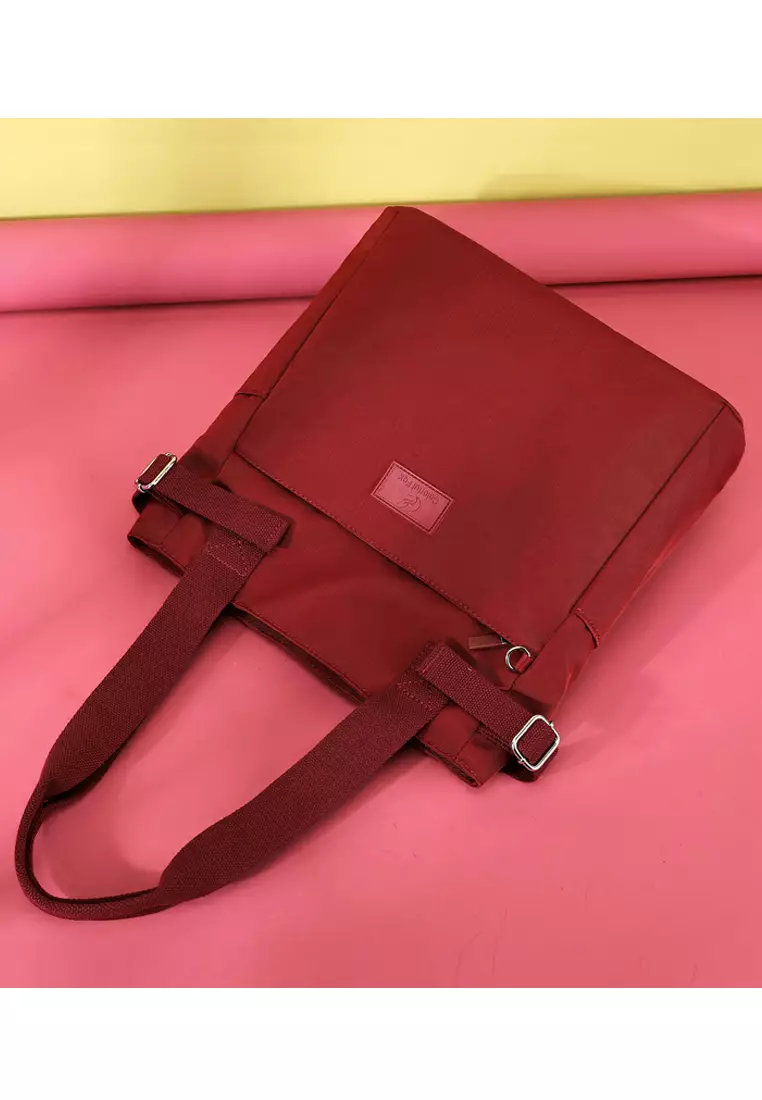 Red nylon tote discount bag