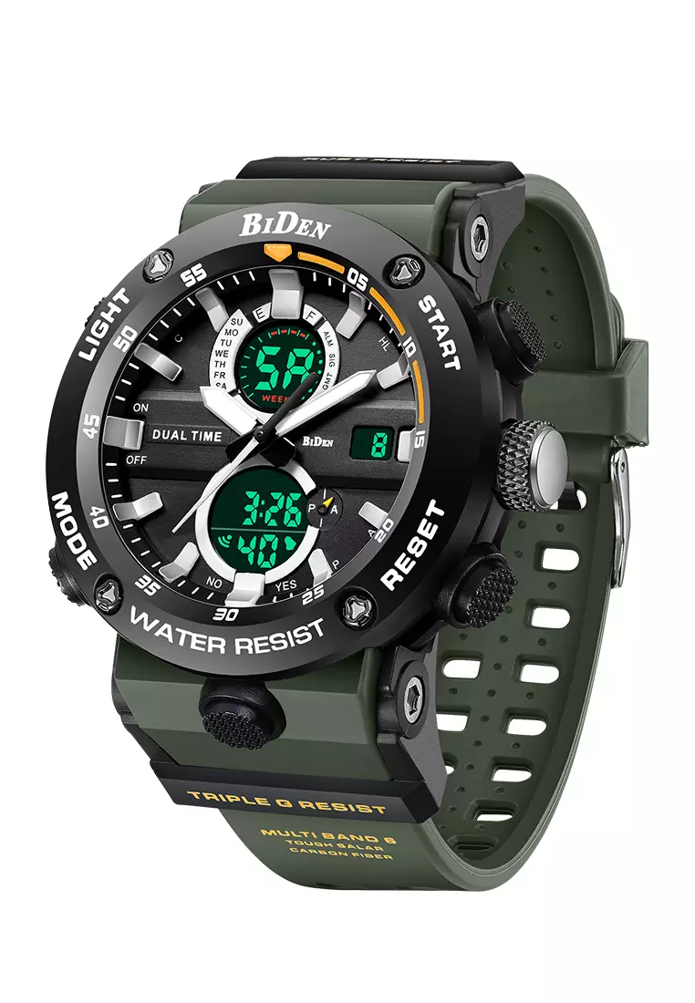 Jam Tangan Pria Original Analog&Digital Multifungsi Militer Jam Tangan Cowok Hijau