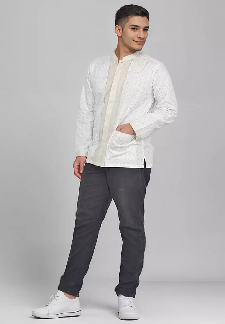 Crocodile KOKO Katun | Lengan Panjang Men Shirt Kemeja Corak Tradisional | Relax Fit 1174