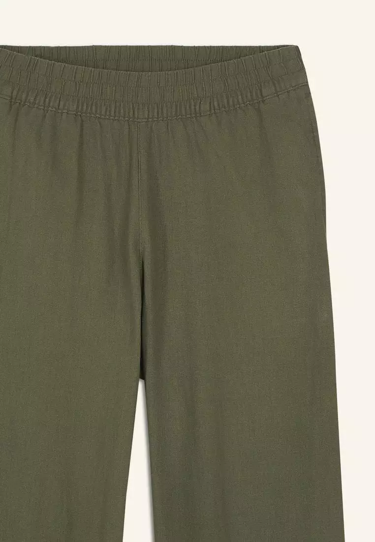 High-Waisted Linen-Blend Straight Pants for Women