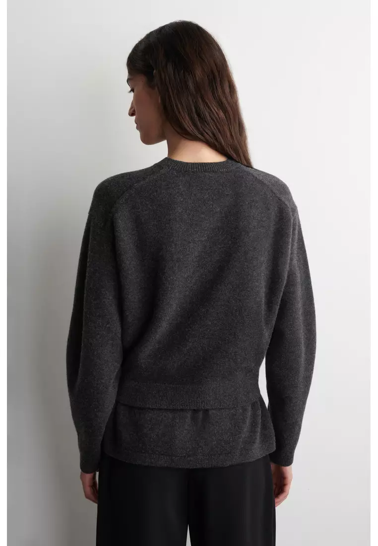 BELT-DETAIL MERINO WOOL JUMPER