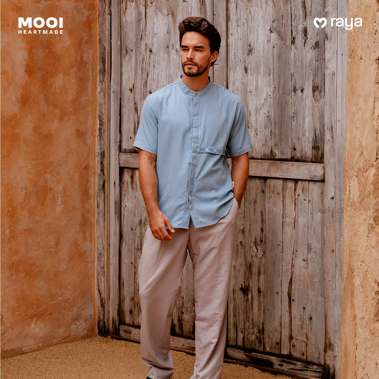 Mooi Atasan Pria Kemeja Pria Raya Collection Gaffi Koko - Khaki