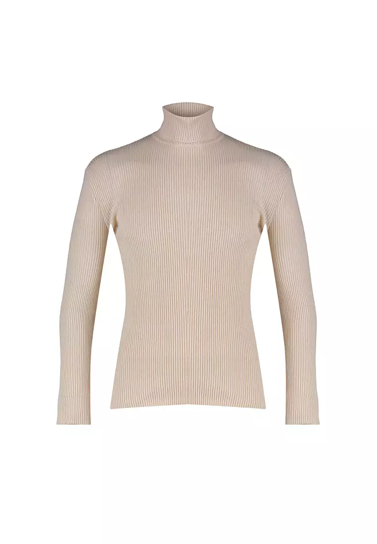 Slim Fit Turtleneck Corduroy Knit Sweater
