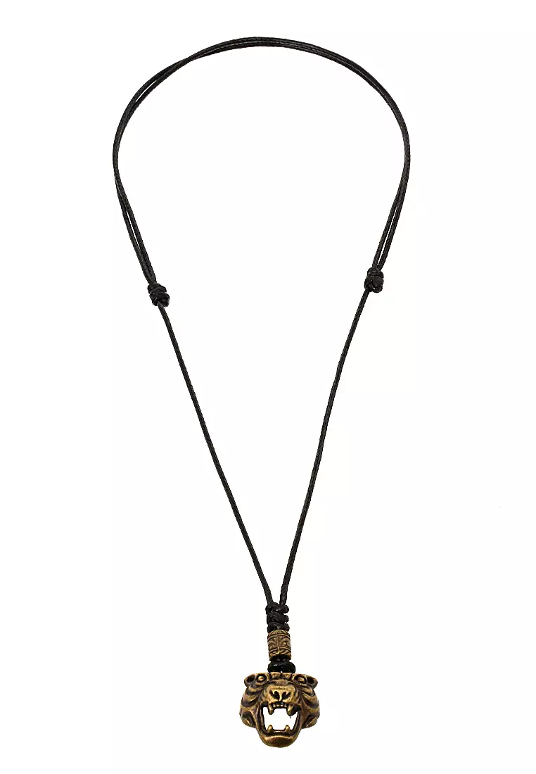Bembs Necklace Fashion Pria Motif Macan Material Titanium ORIGINAL - Gold