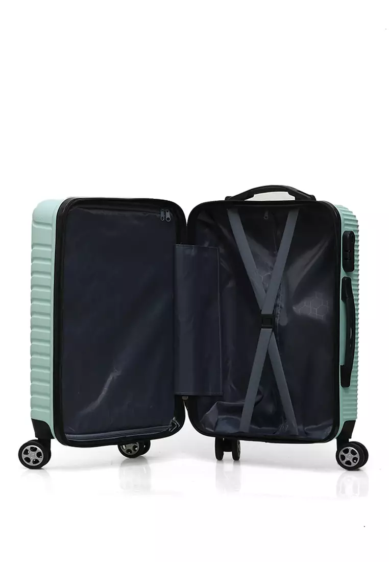 Carlton Koper Hardcase Unisex Size 20 Inch Uniqe Design Tas Travel Large Compartment Material ABS+PVC Coated ORIGINAL - Green