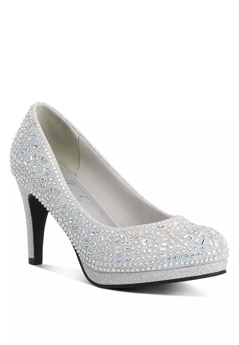 Buy London Rag Jolly Exquisite Rhinestone-Embellished Stiletto Pumps In  Silver Online