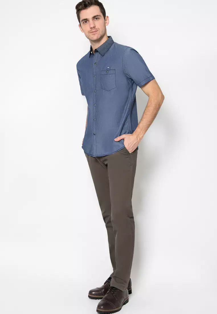 LGS - Celana Panjang Casual - Polos - Coklat Gelap - Pria - Slim Fit - CCT.546.S045.003.C