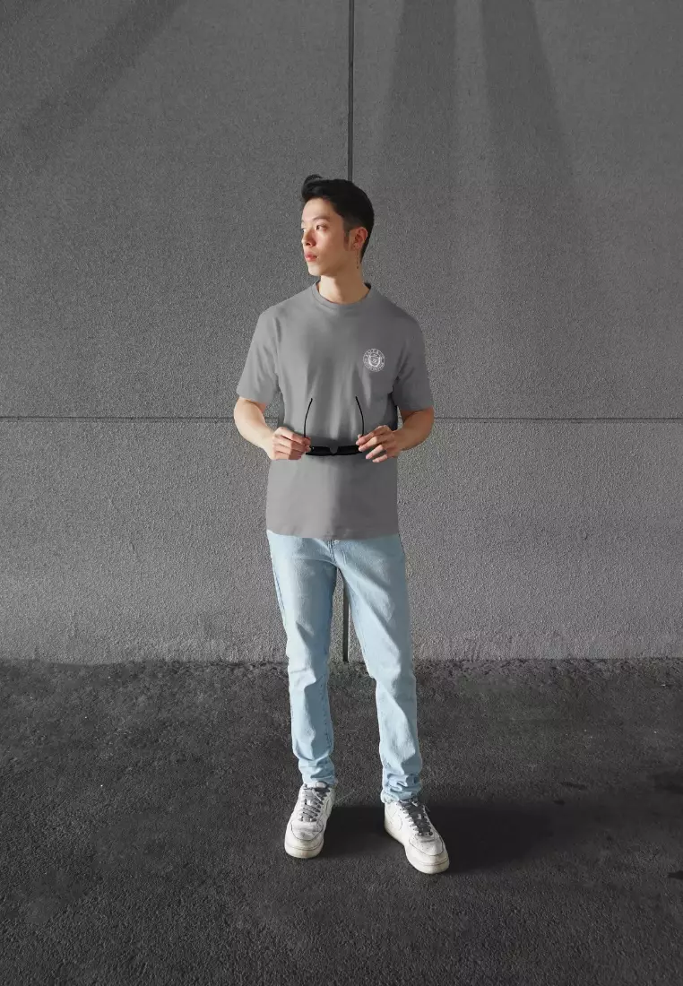 Kale Evan Light Grey / Cotton Cloudy / Kaos Boxy Fit / Kaos Korea / Atasan Kaos Pria / Kaos Basic Pria