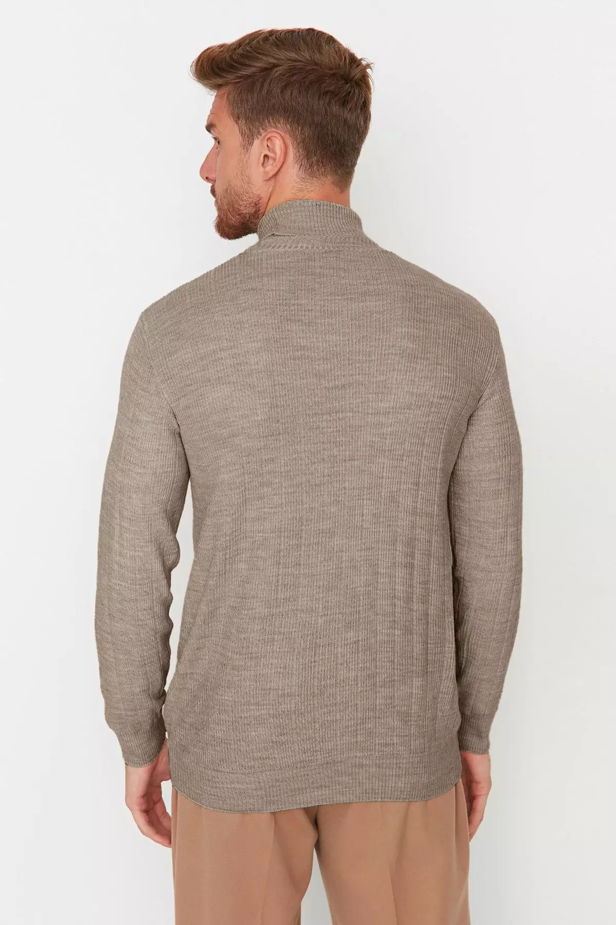 Mink Men's Regular Turtleneck Plain Knitwear Sweater