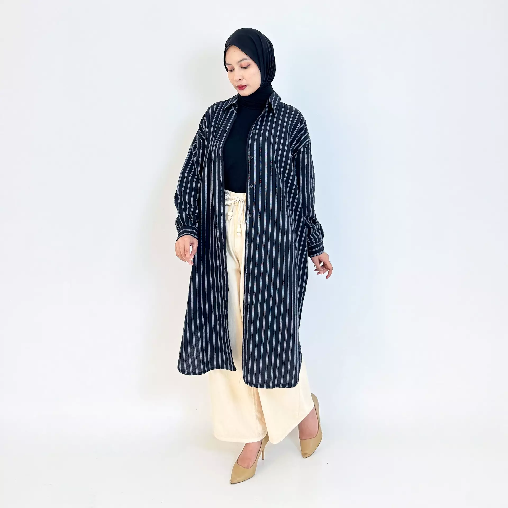 Nay Long Tunic (Kemeja Lengan Panjang Wanita) Hitam