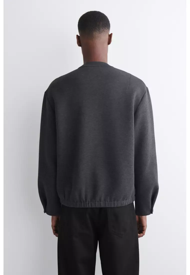 SCUBA-JERSEY CREW-NECK CARDIGAN