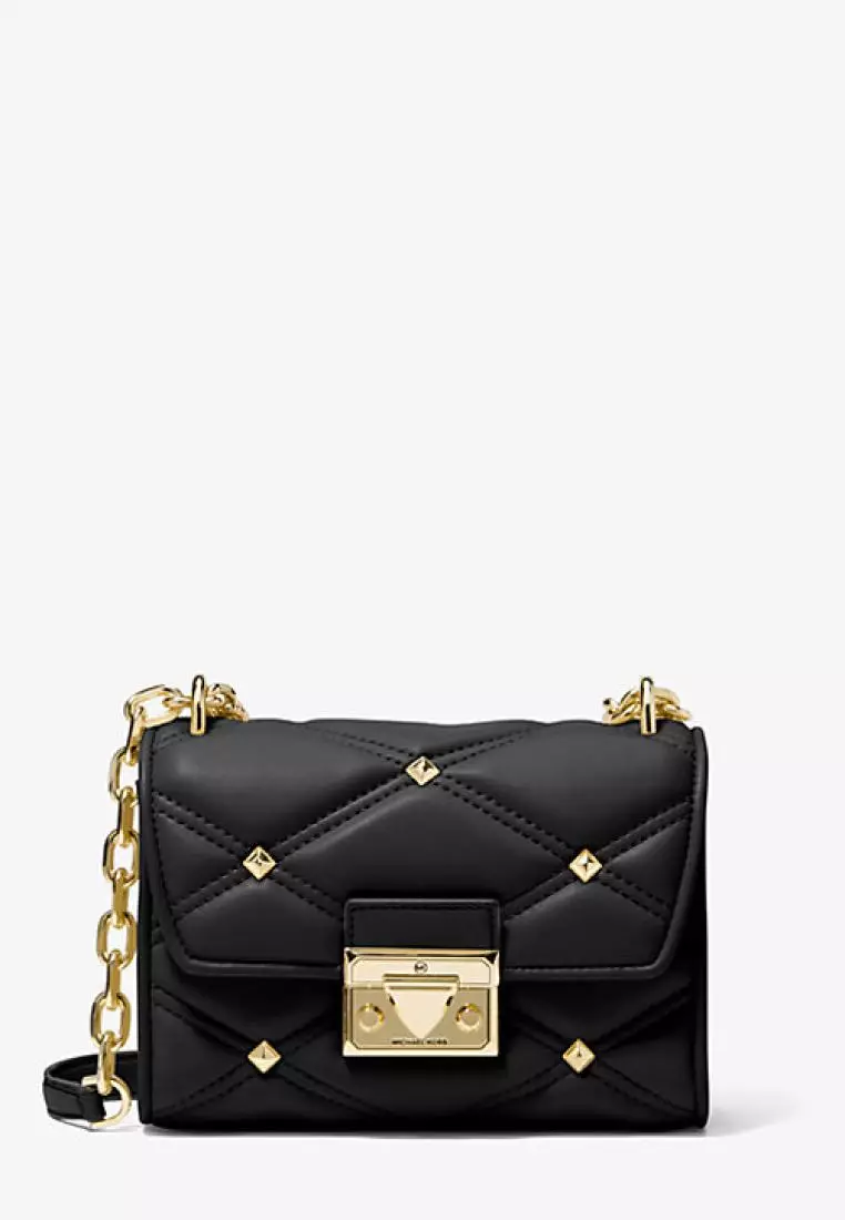 Michael kors black studded crossbody sale