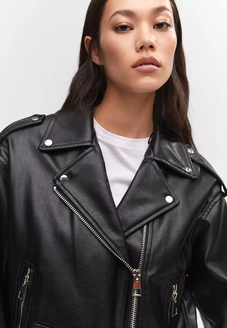 Mango applique biker jacket discount