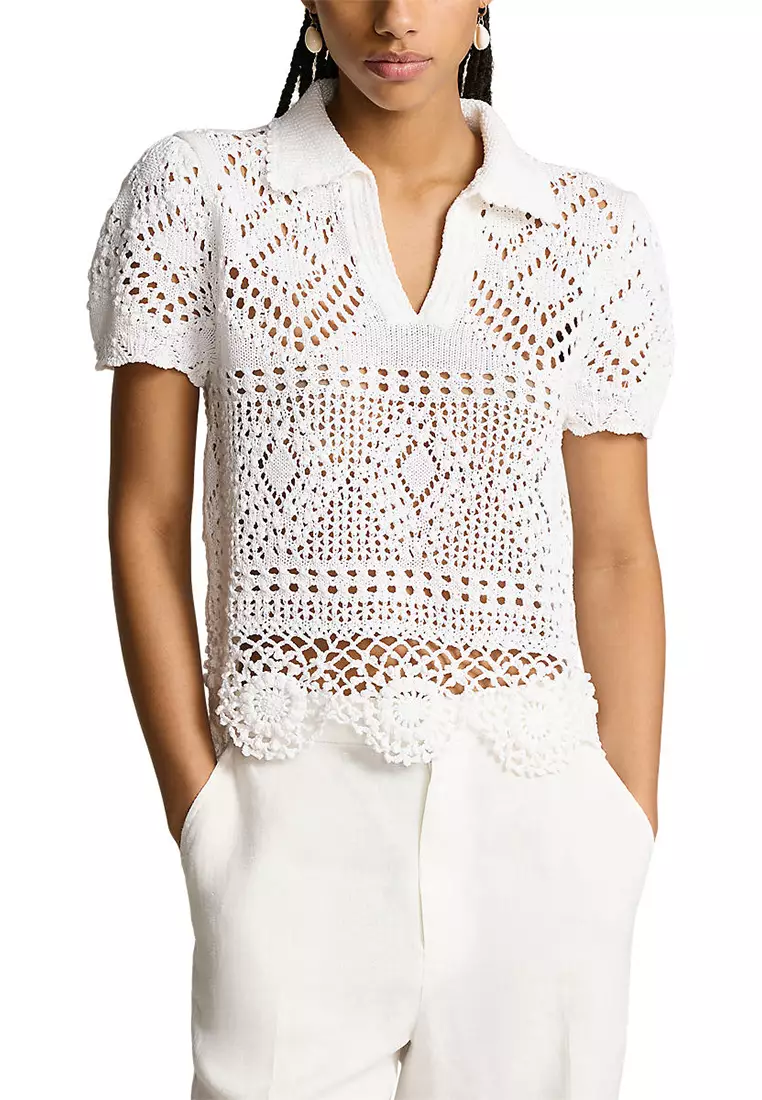 Pointelle Cotton Polo Shirt