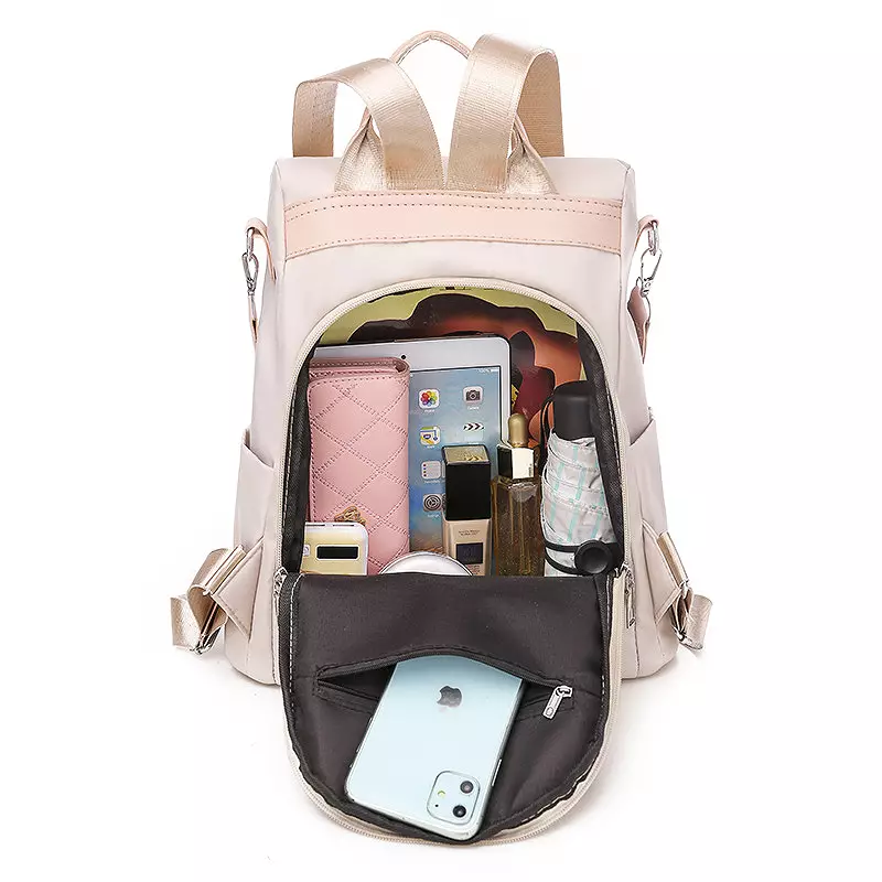 Wakakids Tas Backpack Wanita 2in1 Ransel dan Selempang Lovely Flowers Anti Maling dan Air Venrz Navy