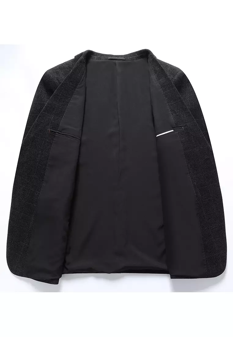 Elastic Plaid Suit Jacket LB6625