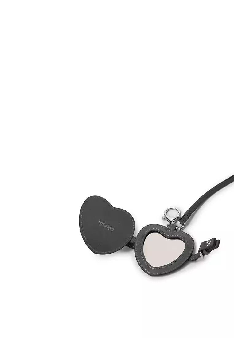 Heart Mirror Charm - Dark Grey