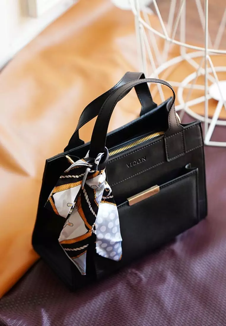 Vedlyn Gwen tas wanita terbaru model top handle bag - Black