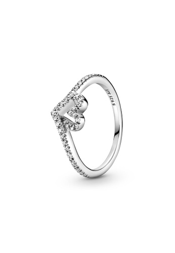 PANDORA silver Pandora Sparkling Wishbone Heart Ring 40624AC2BE4443GS_1