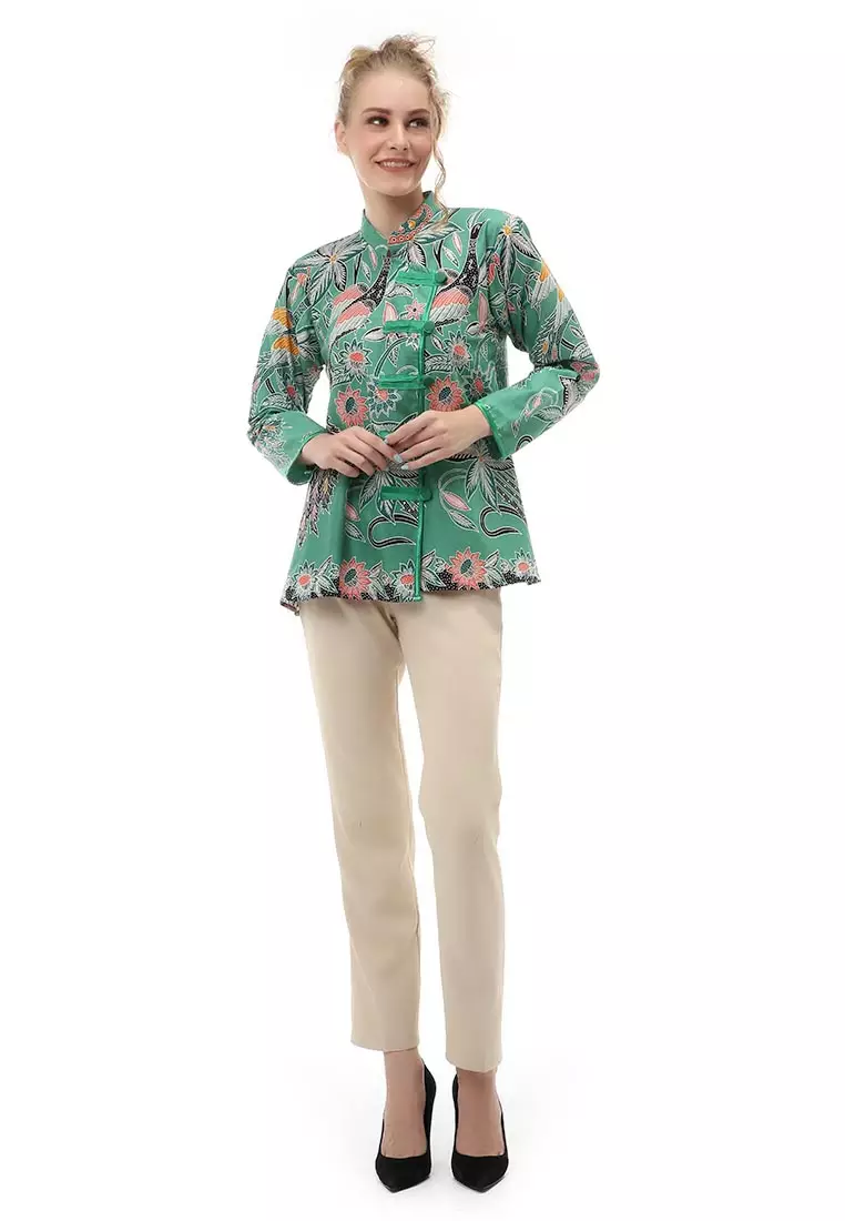 Lynelle Atasan Formal Wanita Blouse Batik Long Sleeve Model Kancing Material Cotton ORIGINAL - Tosca