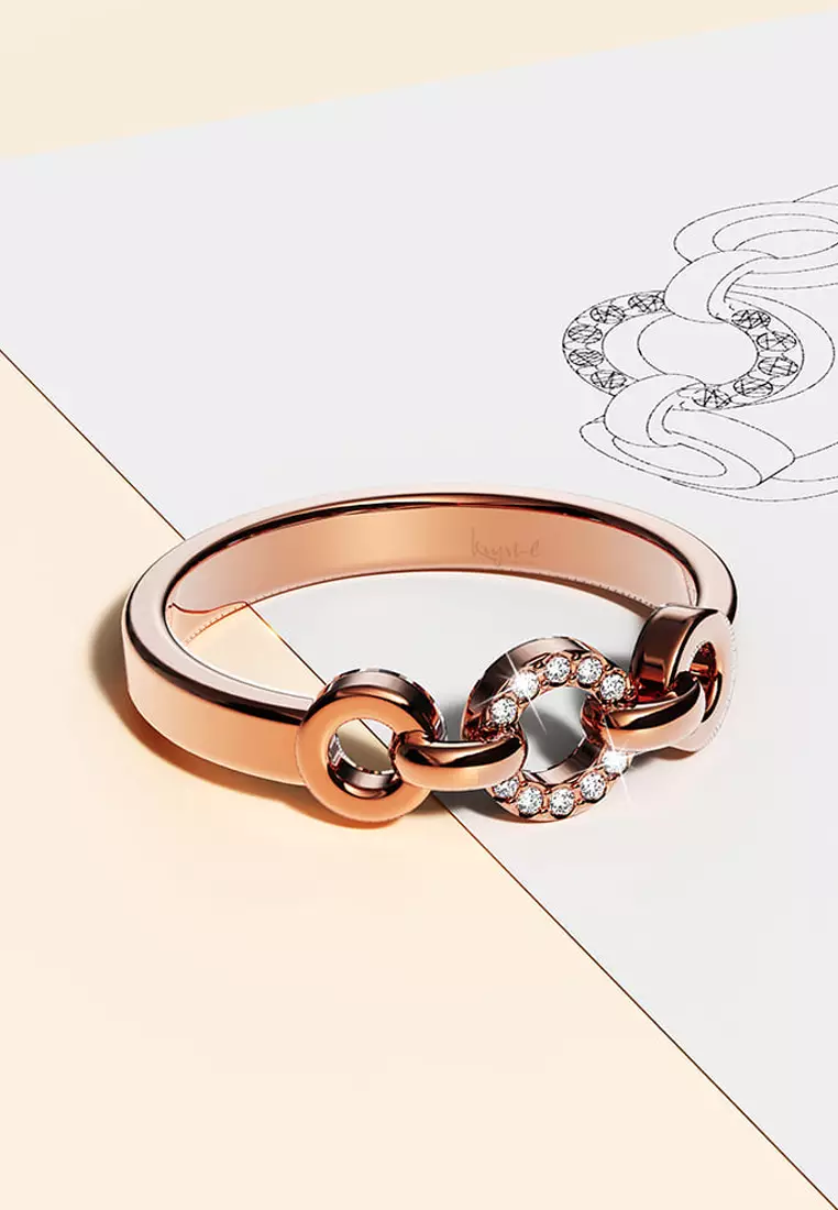 Orbit of Trinity Ring Embellished with SWAROVSKI® Crystals in Rose Gold