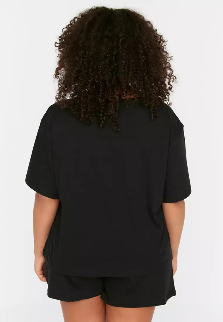 Plus Size Crewneck Knitted Pajama Set