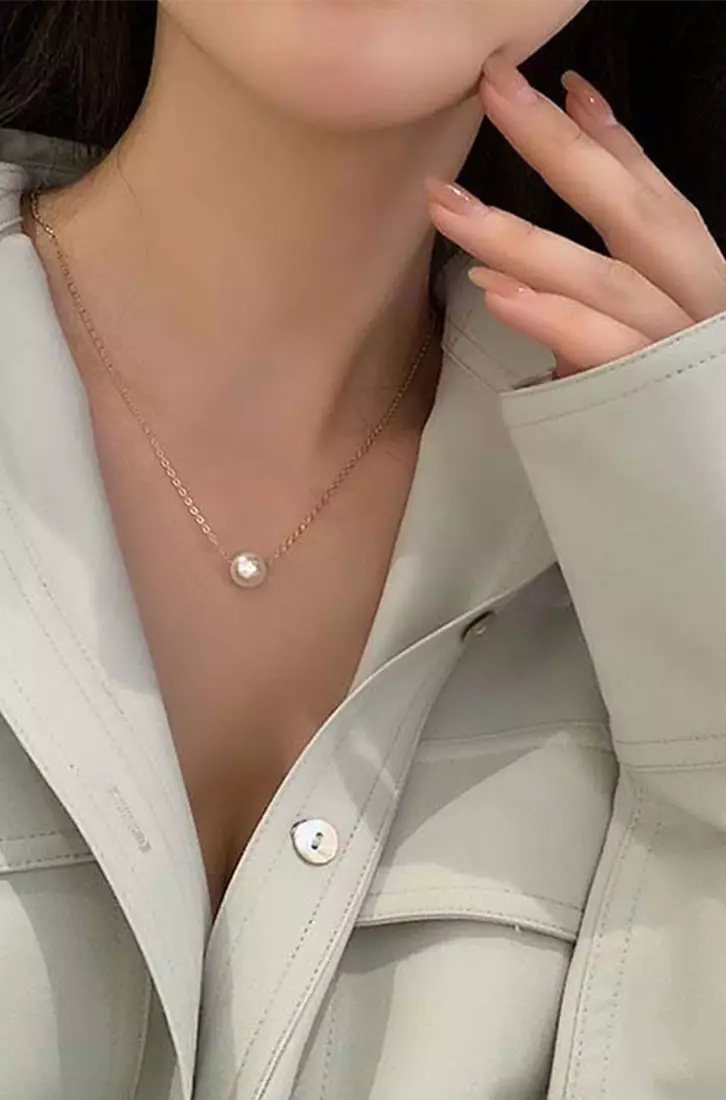 YOUNIQ PEARLY Pearl 18K Gold Titanium Necklace