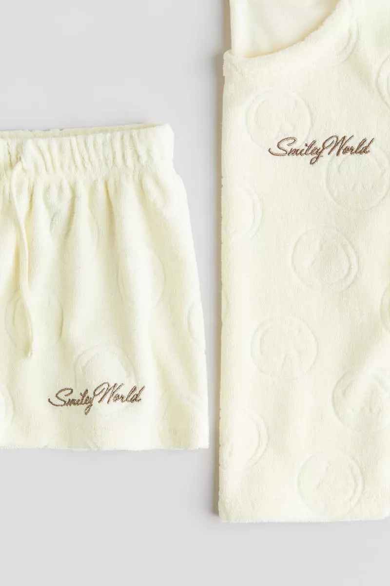 2-piece embroidery-detail terry set