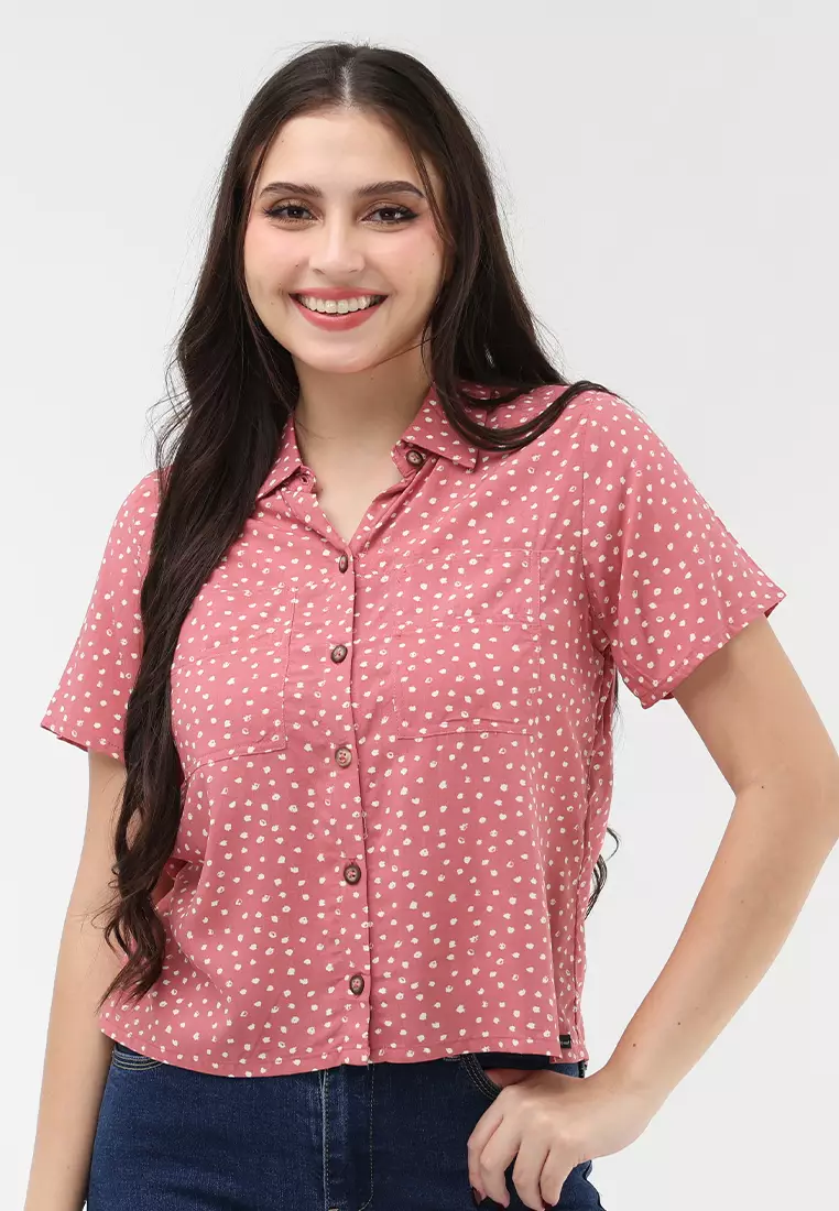 Woven Printed Rayon Short Sleeves Blouse