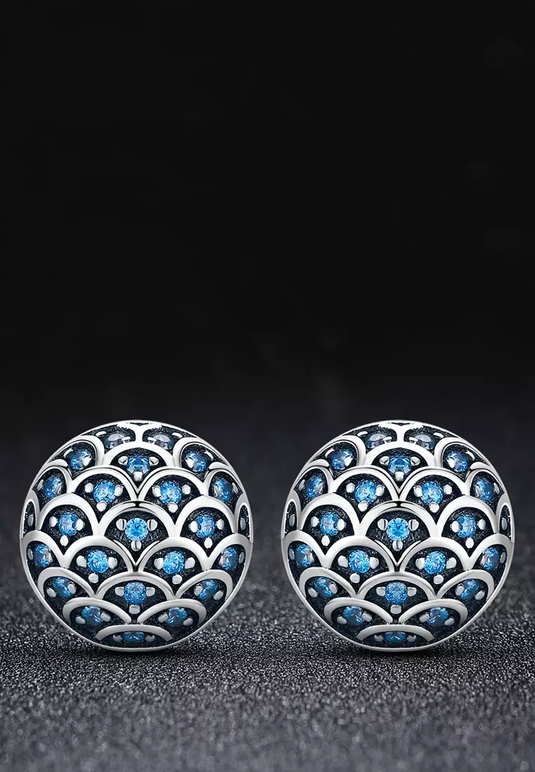 Blue Mermaid Scale Earrings