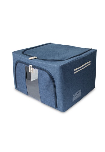 HOUZE blue HOUZE - Foldable Linen Storage Box (Blue Denim) 21748HL96C0259GS_1