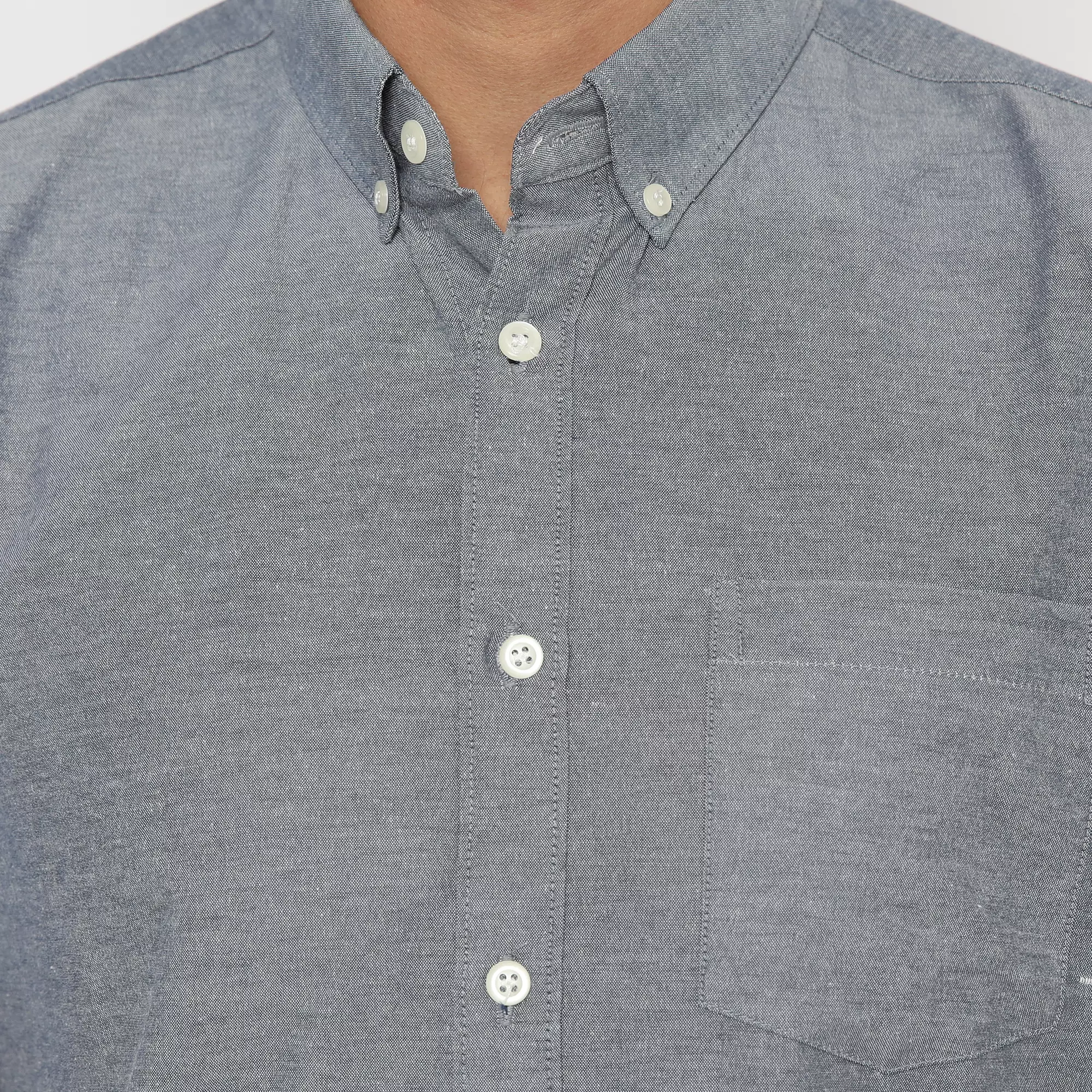 Platini Kemeja Pria Polos Lengan Pendek Katun Oxford Abu 1069