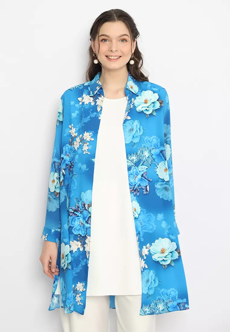 Jual Brilliant Girl Floral Long Outer With Inner Blue Original 2026 ...