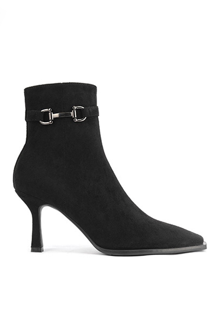 VANSA Microfiber Buckle High Heel Booties VSW-B837568