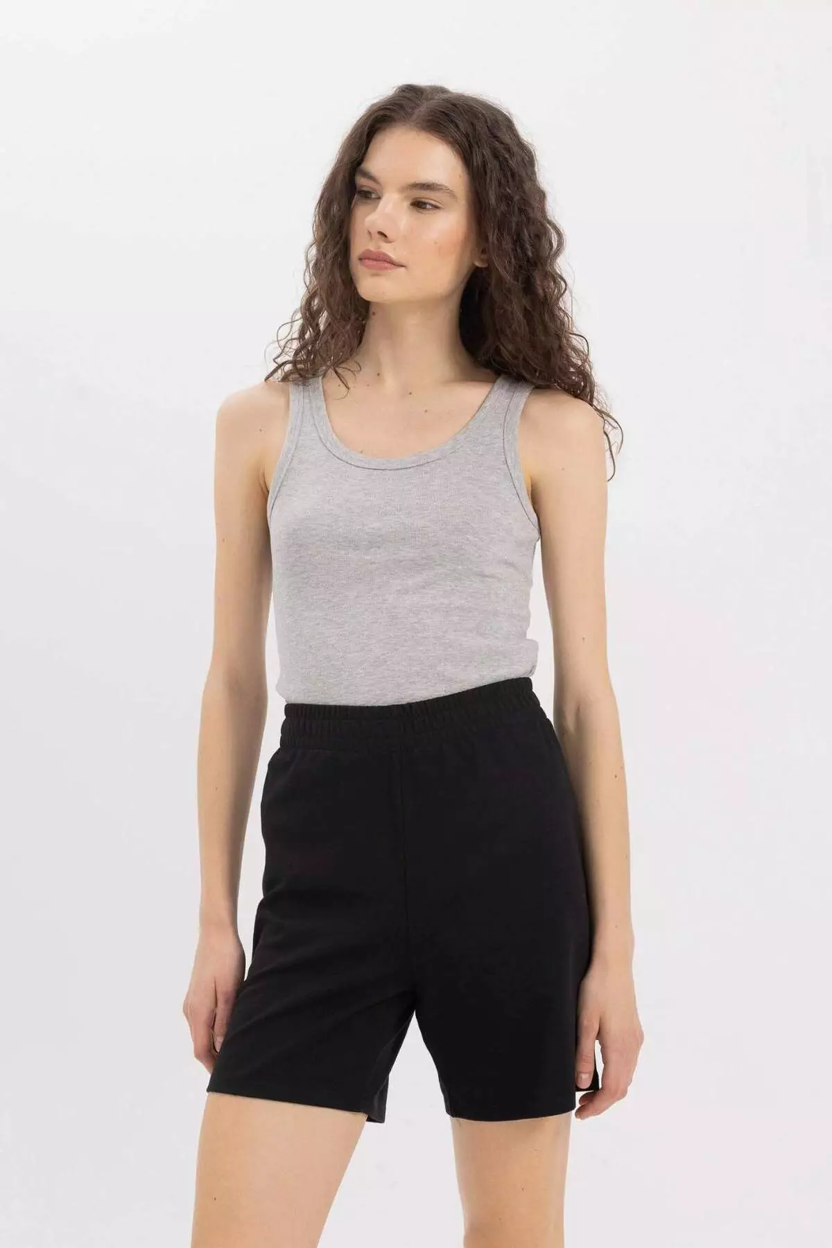 Slim Fit Slim Fit U Neck Basic Plain Ribbed Undershirt C9826Axns