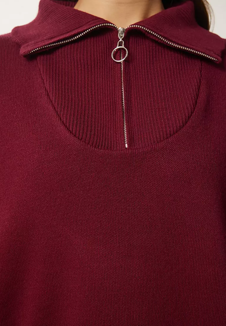 Zipper Collar Basic Knitwear Sweater