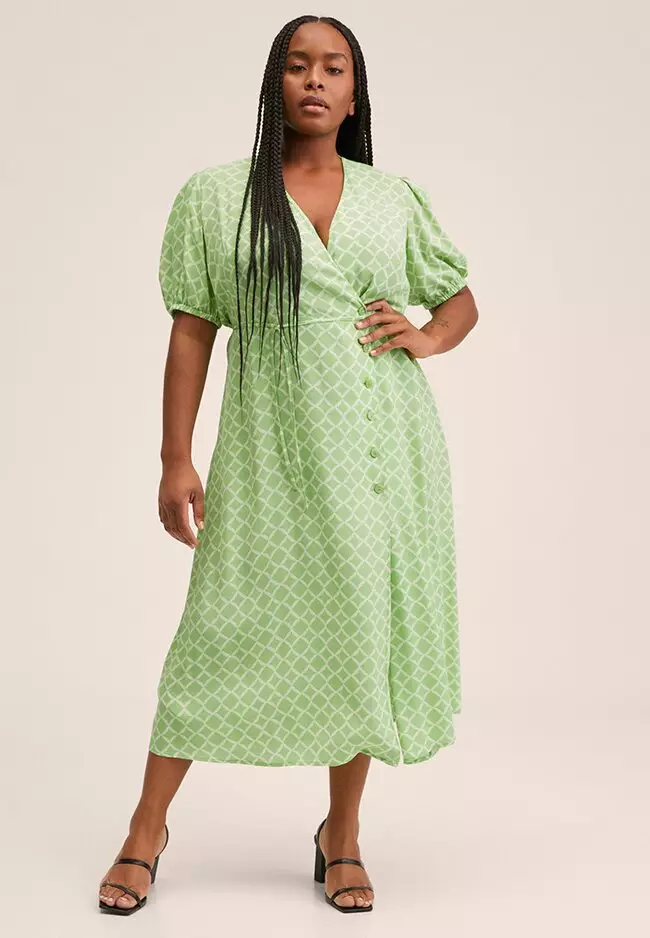 Printed Dress With Balloon Sleeves