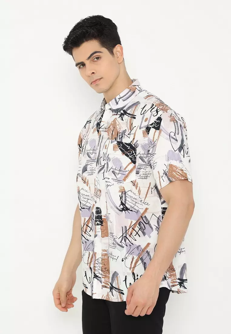 POLICE Kemeja Printing Cotton Tencel Regular Fit Pria