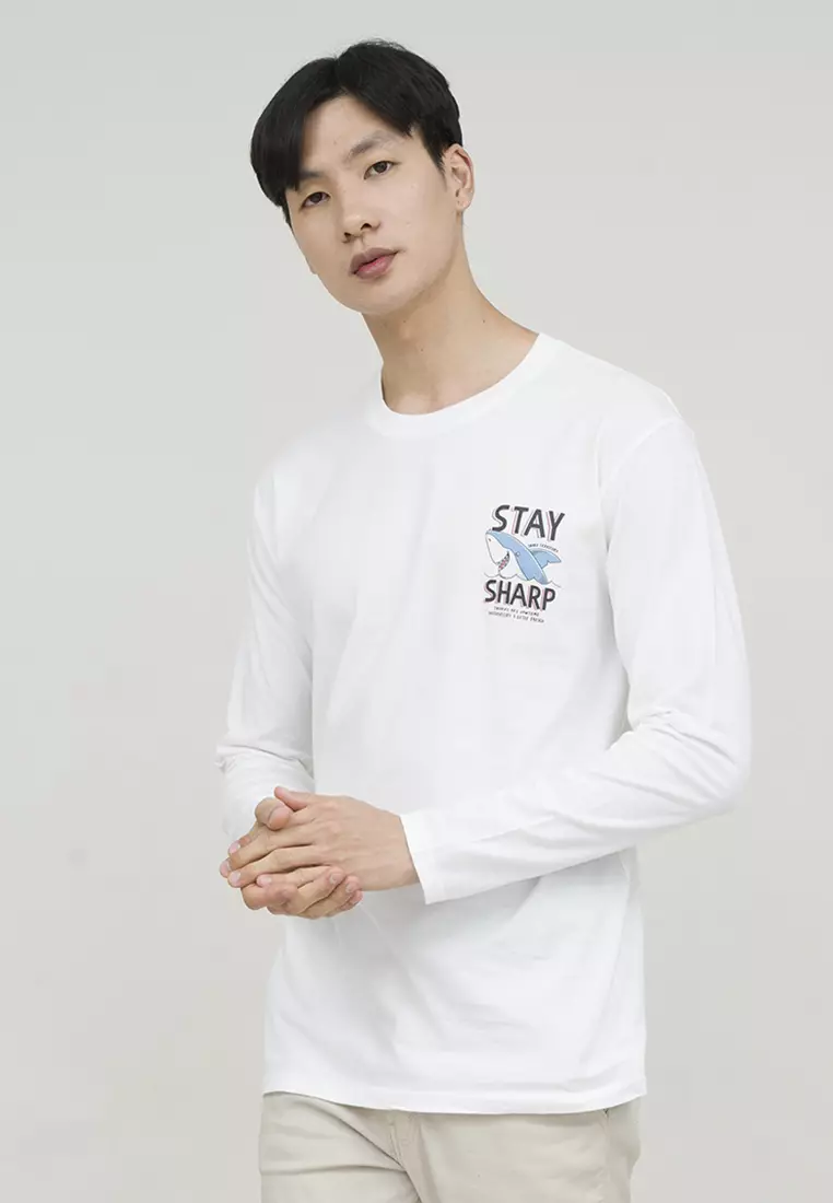 Kaos cotton combed lengan panjang pria putih houseofcuff stay sharp