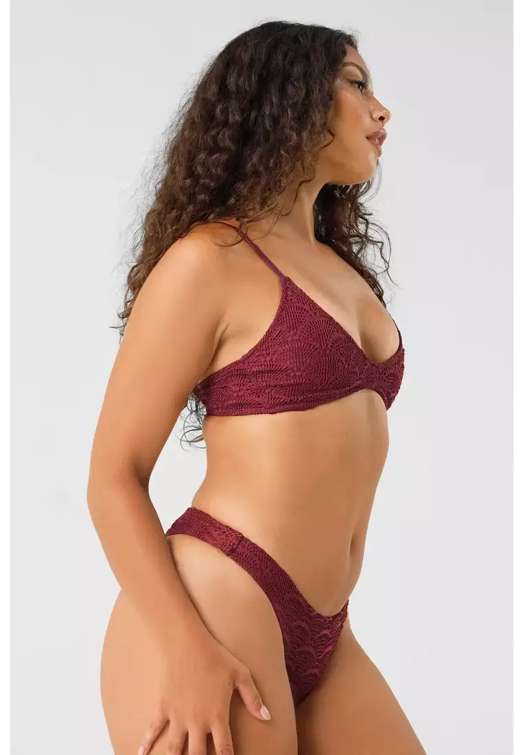 Mila Deep Scoop Neck Bikini Top / Henna