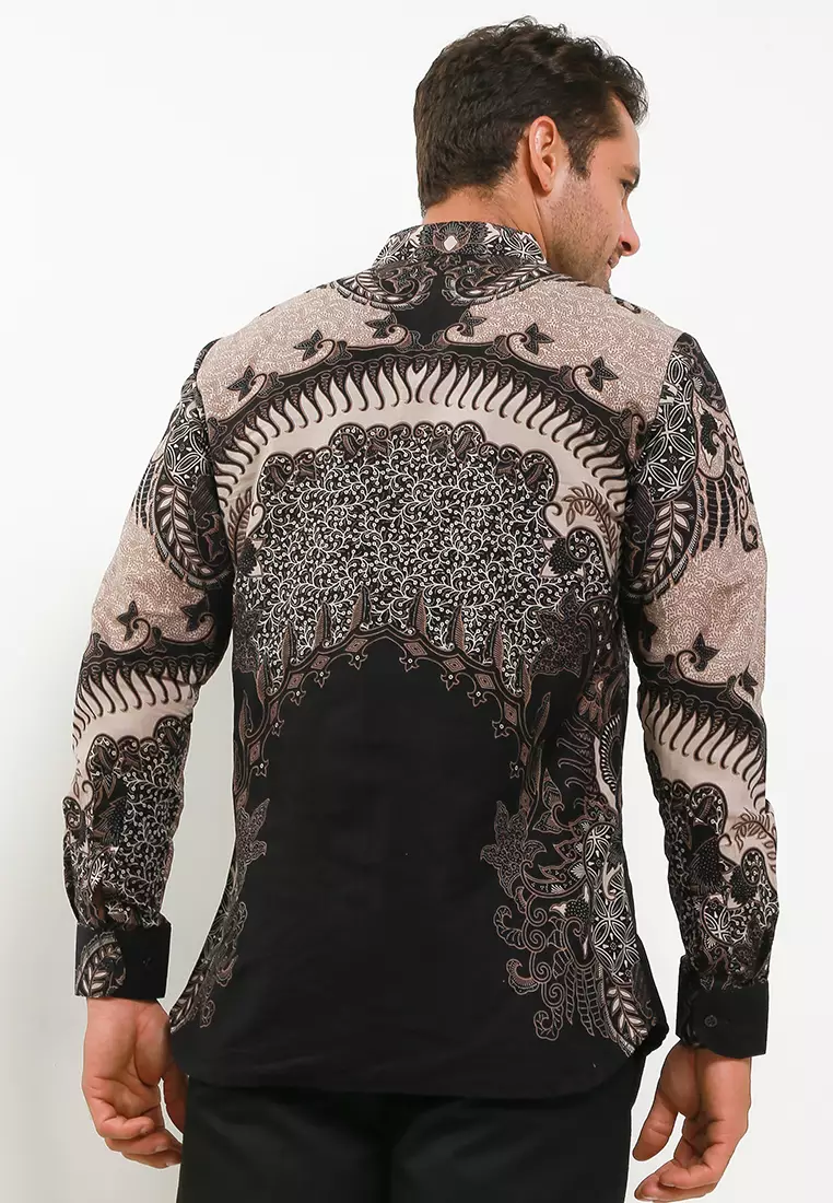 Dwaipayana Coklat Kemeja Batik Pria Premium Slimfit Modern Lengan Panjang